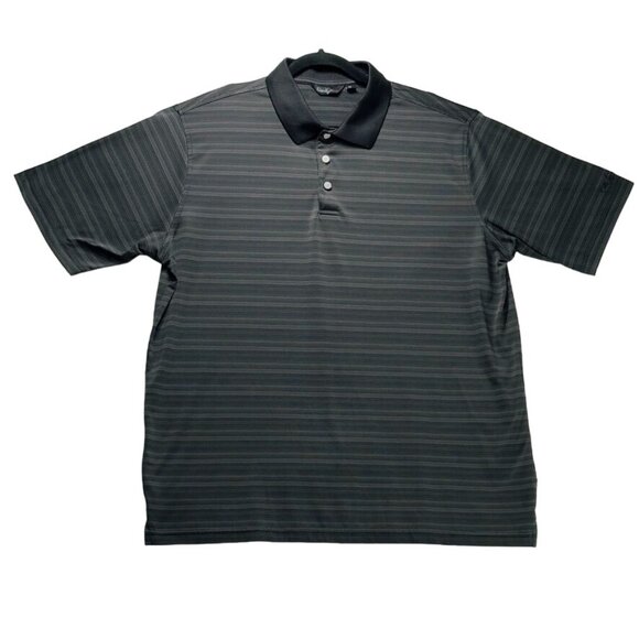 WALTER HAGEN ESSENTIALS Mens Short Sleeve Polo Shirt Black Striped Men's Size XL - Picture 2 of 9
